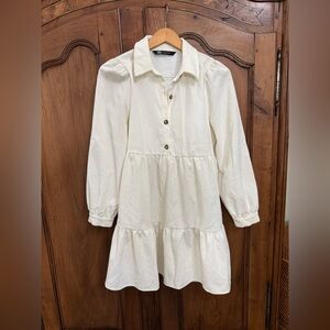 Zara Ivory Button-Up Babydoll Dress